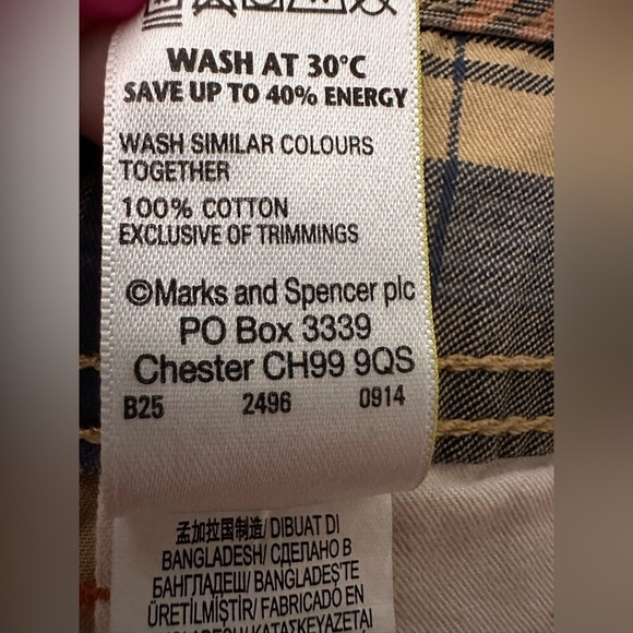 Marks and Spencer London Plaid Cargo Men Shorts - Blue and Yellow - Picture 7 of 8